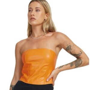 New SZ M pu leather brown Corset crop Top by WILD FABLE